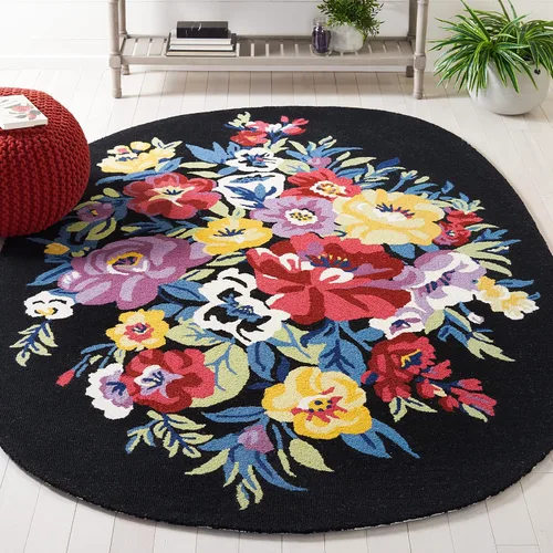 Vista 14 de SAFAVIEH Chelsea Collection - Alfombra de pasillo, 2 pies 3 pulgadas x 8 pies, negro y rosa, hecho a mano, lana floral francesa, ideal para zonas