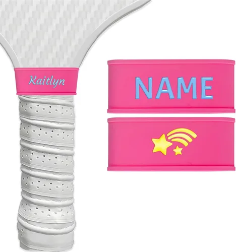 Vista 13 de 2 bandas de nombre personalizadas de paleta de pickleball, accesorios personalizados de paleta de pickleball para cinta de agarre seguro, bandas