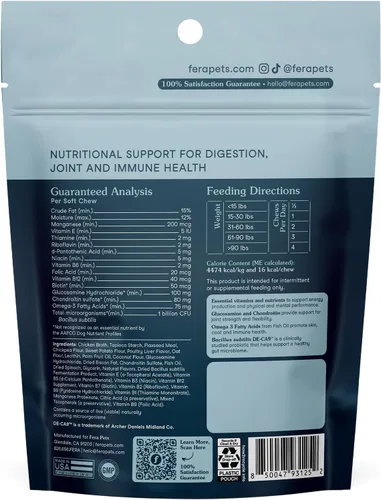 Vista 9 de Fera Pets Gomitas masticables multivitamínicas para perros con glucosamina y probióticos - Vitaminas y minerales esenciales para perros - Promueve