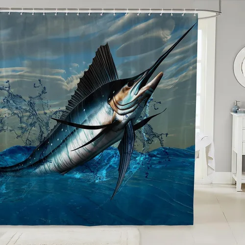 Vista 30 de Erosebridal Cortina de Ducha de Dinosaurio de Dibujos Animados 3D para Niños Varones Adultos Baño Selva Dino Tela Cortina de Baño 72" An x 72 L