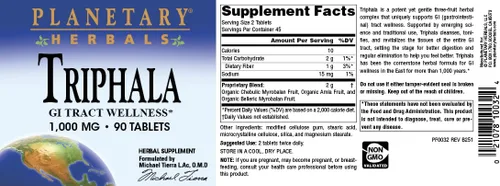 Vista 5 de Planetary Herbals Triphala 1000mg - 90 Tabletas