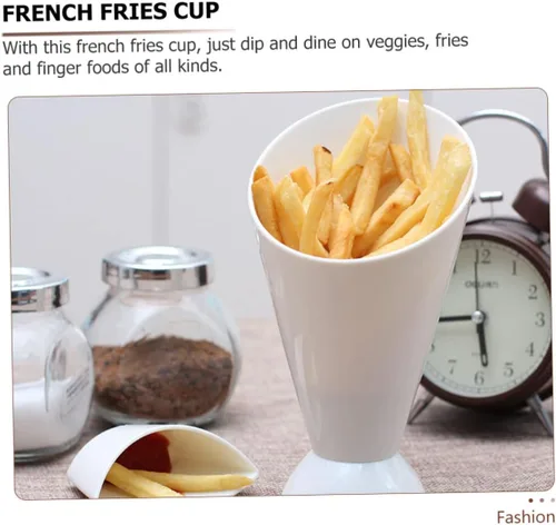 Vista 4 de Happyyami 6 unids Fritas Papas Fritas Taza de Ensalada Mini Alimentos Bandeja de Huevo Para Mini Postres Fry Fría Fría Taza de Inmersión de Cerámica