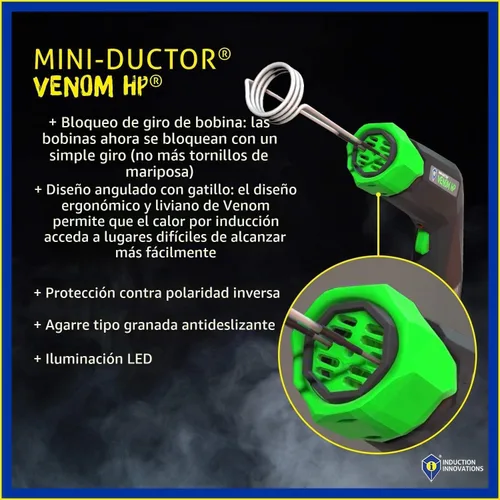 Vista 7 de Induction Innovations - Mini-Ductor Venom HP (MDV-787) - Calentador de inducción portátil con 3 bobinas básicas, estuche resistente para transportar
