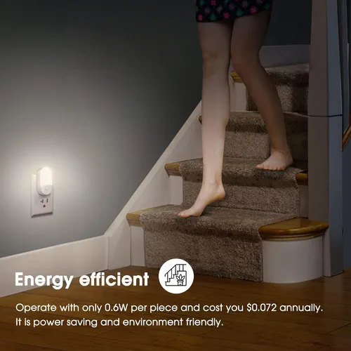 Vista 7 de LOHAS - Luz nocturna enchufable para niños, luz nocturna del atardecer al amanecer, brillo ajustable 30/60 lm, luz blanca diurna 5000 K, para baño