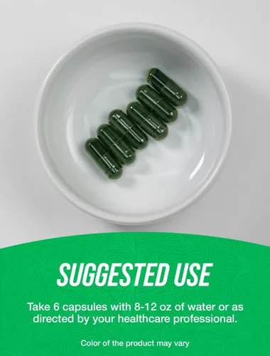 Vista 4 de BulkSupplements. Com Cápsulas de espirulina – Suplemento superalimenticio verde, suplemento de espirulina – Vegano, 6 cápsulas por porción, 180