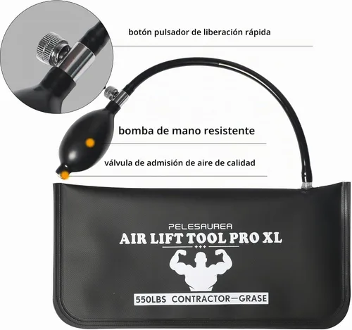 Vista 4 de Bolsa de aire en forma de cuña 2 piezas, espaciador de aire inflable con palancas, kit de bomba de aire en forma de cuña de grado comercial