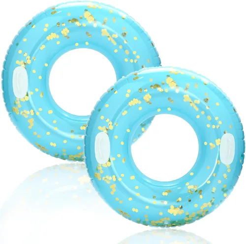 Vista 12 de Anillo de natación grande con asas para adultos, anillos clásicos de piscina de 47 pulgadas, tubos interiores de piscina, flotadores inflables