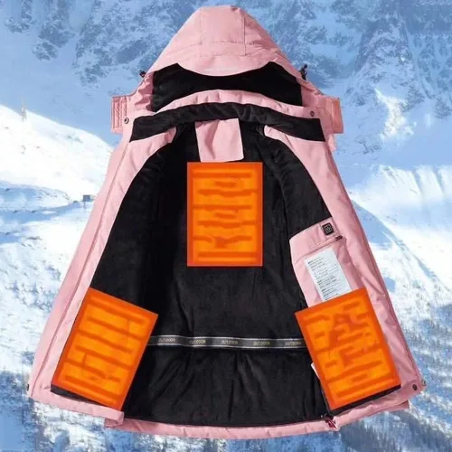 Vista 4 de Chaqueta térmica para mujer, chaqueta con capucha eléctrica delgada, adecuada para deportes al aire Libre, Ciclismo y motocicletas, Pesca, esquí