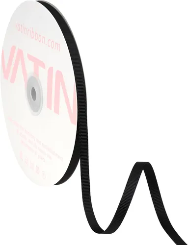 Vista 42 de VATIN Cinta de Grogrén Negra, 1-1/2" x 50 Yardas Continuas, Cinta de Grogrén de Poliéster Negra, Usar para Lazos de Bricolaje, Accesorios