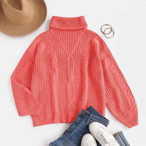 Vista 4 de ZESICA Women's 2023 Fall Long Sleeve Turtleneck Chunky Knit Loose Oversized Sweater Pullover Jumper Tops