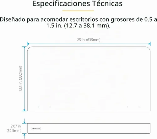 Vista 6 de StarTech Funda de esquina de escritorio de acero con abrazadera para escritorio en forma de L/esquina, para escritorios de 0.5-1.5 pulgadas