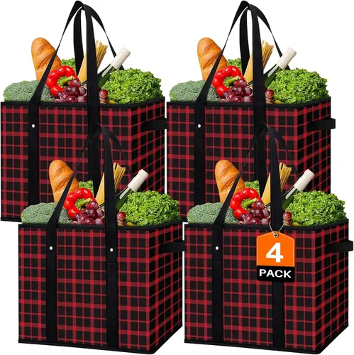 Vista 17 de WISELIFE Bolsas reutilizables para comestibles [2 unidades], bolsa grande para comestibles, resistente al agua, bolsa de compras plegable para ropa