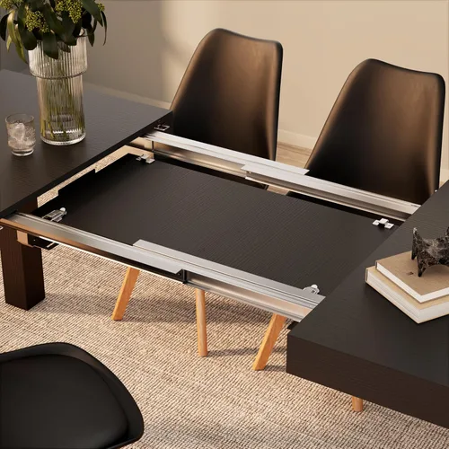 Vista 3 de Mobili Fiver, mesa extensible First, fresno negro, fabricada en Italia