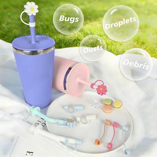 Vista 6 de Jetstop Tapa de popote para vaso de viaje Hydro Flask con asa, puntas de tapón de silicona reutilizables compatibles con vaso Hydroflask de 30 y 40