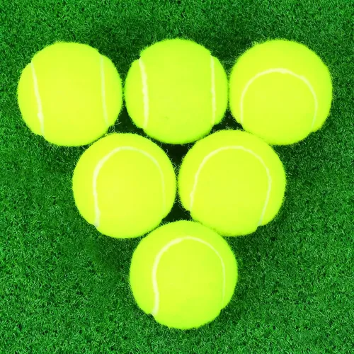 Vista 8 de Pelotas de tenis, paquete de 6 pelotas de tenis de práctica de alta elasticidad con bolsa de malla, ideal para principiantes, pelotas de ejercicio