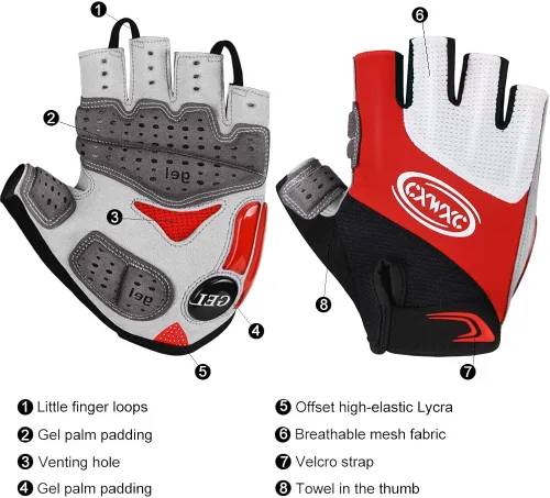 Vista 6 de CXWXC Guantes de ciclismo para hombres y mujeres Guantes de gel transpirable para bicicleta de montaña Guantes de bicicleta antideslizantes