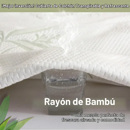 Vista 4 de Protector de Colchón Twin Impermeable, Funda Protectora de Colchón Lavable de Rayón de Bambú, Cubrecolchón Transpirable y Silencioso con Elástico
