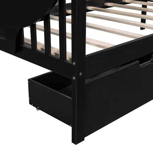 Vista 9 de Harper & Bright Designs Sofá cama de tamaño individual con cajones, sofá cama de madera para dormitorio, sala de estar, plataforma de madera