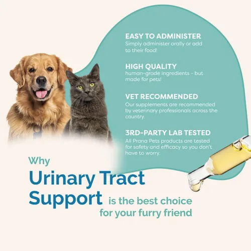 Vista 5 de PranaPets Suplemento líquido de apoyo del tracto urinario para mascotas Suplemento urinario para perros y gatos Soporte natural de vejiga