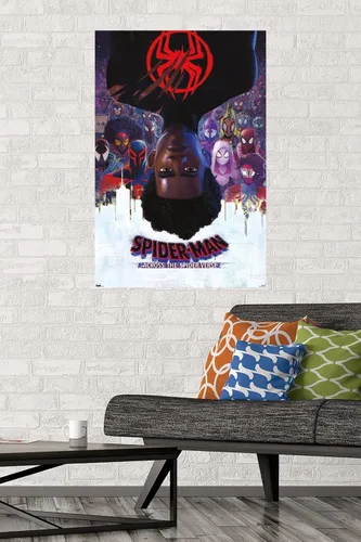 Vista 2 de Marvel Spider-Man: Across the Spider-Verse - Póster oficial de pared de una hoja, 34 pulgadas de largo x 22.4 pulgadas de ancho, versión premium sin