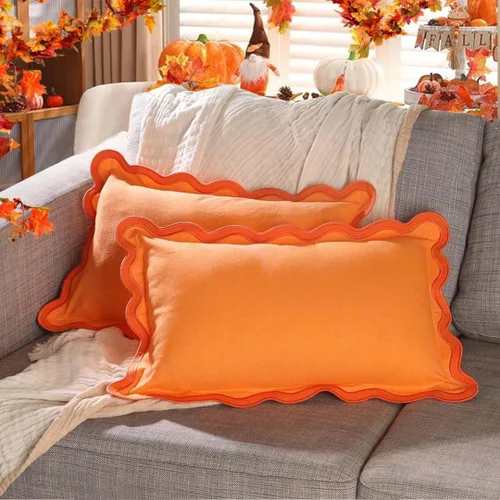 Vista 20 de Fundas de almohada Folkulture Juego de 2 fundas de almohada decorativas (50 x 50 cm) Fundas de almohada azules de algodón para sofá o lindas