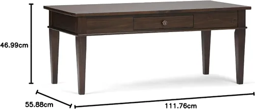 Vista 12 de SIMPLIHOME Carlton Mesa de café – Mesa de cóctel de transición de madera maciza de 44 pulgadas de ancho en marrón tabaco oscuro, mesa clásica