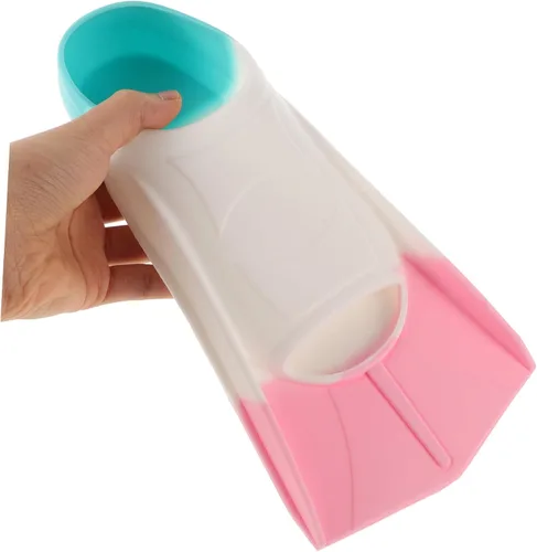 Vista 3 de Silicone Swimming Fins Short Travel Lightweight Flippers for Adults Flexible Floating Fins for Snorkeling Diving Light Blue White Pink XXS 27-29