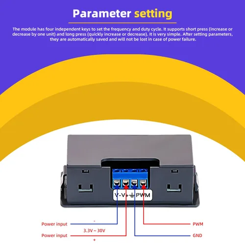Vista 5 de Generador de señal ajustable, frecuencia de pulso PWM ciclo de trabajo rectangular onda cuadrada generador de señal DC 3.3-35V 5-30mA módulo