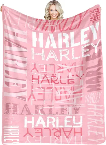 Vista 9 de Dr.TOUGH Manta personalizada con nombre personalizado para bebé, niño, niña, niños y adultos Rosa oscuro