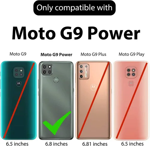 Vista 2 de Funda protectora para Motorola Moto G9 Power con protector de pantalla integrado, soporte giratorio con clip para cinturón, funda protectora