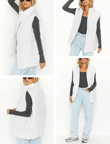 Vista 9 de Athlisan Chaleco acolchado con cremallera para mujer, cuello alto, sin mangas, acolchado