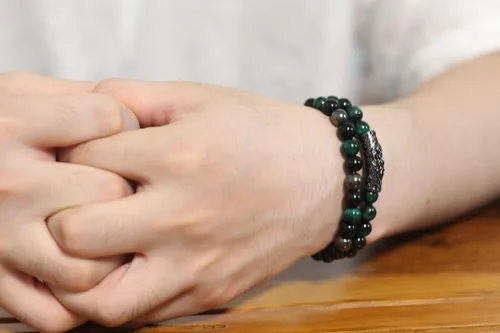 Vista 7 de 2 pulseras de triple protección, ojo de tigre natural, obsidiana negra y hematita, cuentas de 0.315 in para hombres y mujeres, regalo de pulsera