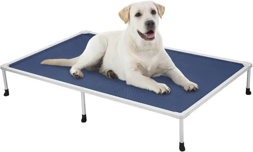 Vista 8 de [Usado] Veehoo Cama elevada para perros a prueba de masticaciones, cuna elevada para mascotas, malla transpirable, lavable y antideslizante para Azul