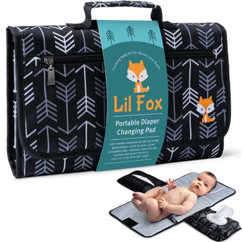 Vista 8 de Lil Fox Cambiador de pañales portátil - Cambiador de pañales de una mano para bolso de pañales o mesa de cambio. Regalos unisex para baby shower