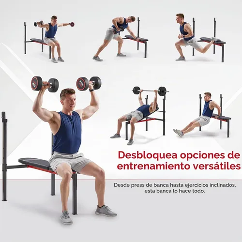 Vista 2 de Sunny Health & Fitness Weight Bench & Squat Rack for Strength Training