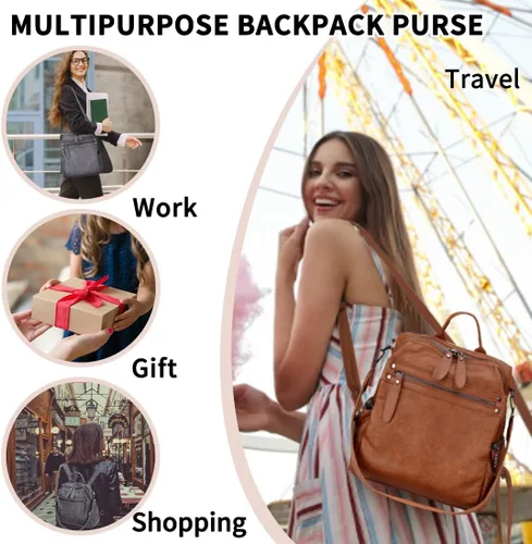Vista 6 de VX - Bolso mochila de piel sintética para mujer, diseño convertible a la moda, 2 modos de uso