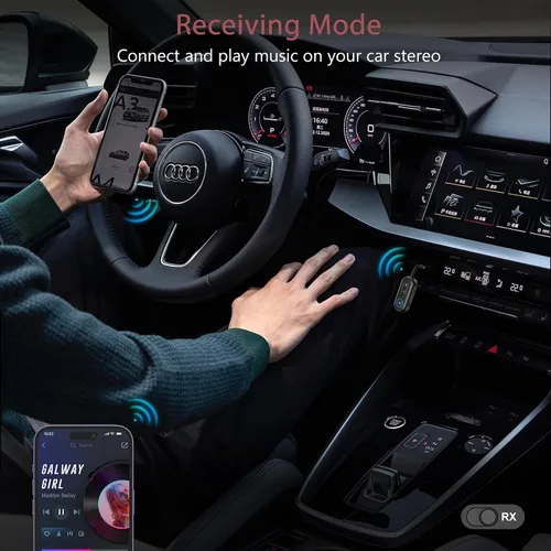Vista 4 de LOFICOPER Receptor transmisor Bluetooth 5.3, adaptador auxiliar de 0.138 in, rango de 33 pies Hands-Free Driving, 14H Battery Life in RX, Low