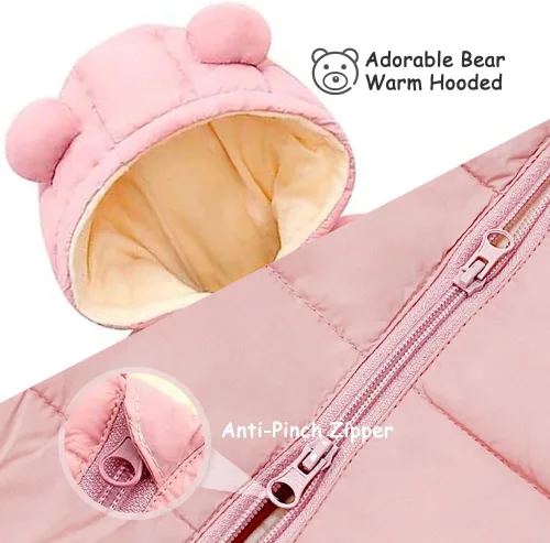 Vista 4 de BYFRI Baby Boys Girls Snowsuit Infant Winter Clothes Newborn Hooded Jacket Toddler Jumpsuit Coat