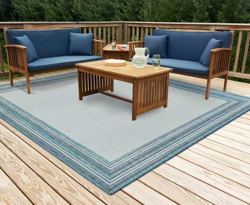 Vista 26 de Liora Manne Carmel - Alfombra tejida de perfil bajo de fácil cuidado para interiores y exteriores, color aguamarina, 6 pies 6 pulgadas x 9 pies 4