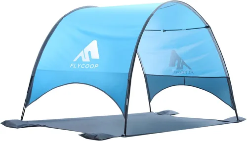 Vista 9 de Toldo para sombrilla de playa mejorado 2026 con protección UV UPF 50+, tienda de playa portátil para sol, ventilación de 360°, 4 bolsas de arena
