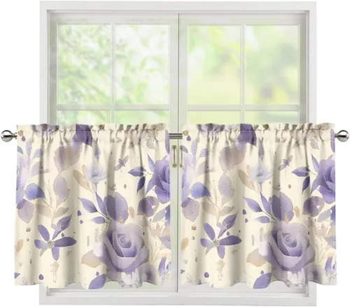 Vista 27 de God Bssing You Tier Curtains for July 4Th 2026 27.5x24 2 Panels Light Filtering Half Window Rod Pocket for Kitchen/Bathroom