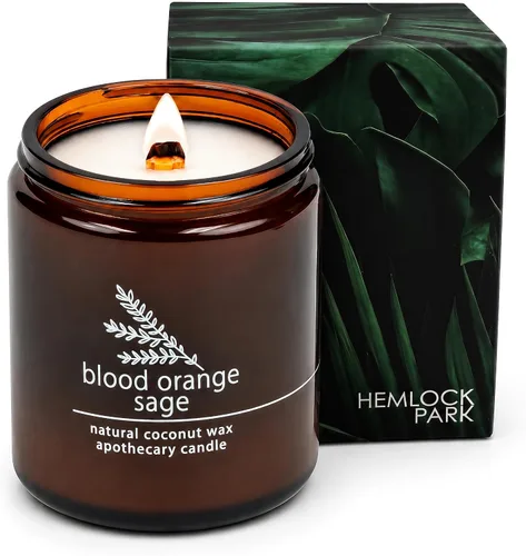 Vista 29 de Vela de mecha de madera agrietada Hemlock Park hecha a mano con cera de coco natural (grande de 16 oz, ámbar) Coconut Apricot Wax Crackling Wood