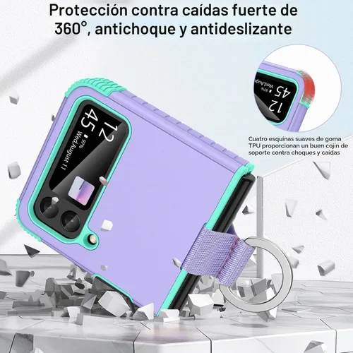 Vista 2 de [Usado] BENTOBEN Funda para Samsung Galaxy Z Flip 4, Z Flip 4 5G, resistente 2 en 1, cuerpo completo, resistente, a prueba de golpes, con anillo