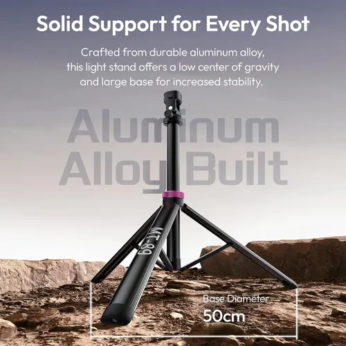 Vista 9 de ULANZI MT-89 Trípode extensible de aluminio, soporte de luz ajustable