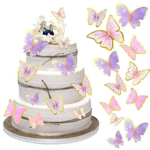 Vista 12 de 60 decoraciones de mariposa para cupcakes de oro rosa con 2 decoraciones