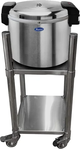 Vista 3 de PANTIN® Soporte calentador de arroz de acero inoxidable de 14 x 14 pulgadas con ruedas y frenos – Soporte de altura ajustable para calentadores