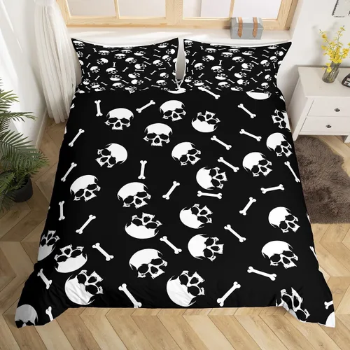 Vista 17 de Juego de ropa de cama de Halloween, funda de edredón gótica de murciélagos negros con telarañas, funda de edredón individual, diseño de arañas