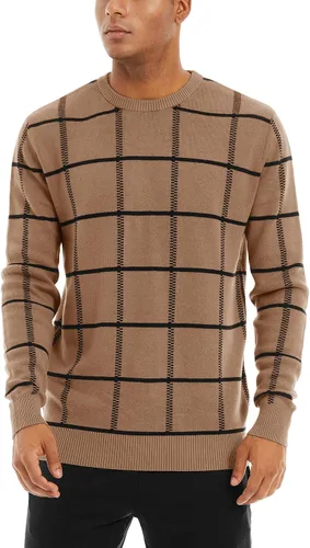 Vista 28 de MAGNIVIT Suéteres de punto de diseño básico para hombre, de algodón, suave, cuello redondo, para otoño e invierno