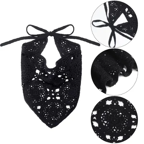 Vista 4 de hoyuwak Bandanas de ganchillo para la cabeza, bufanda para el cabello, bufanda para el cabello para mujer, accesorios de punto para el cabello