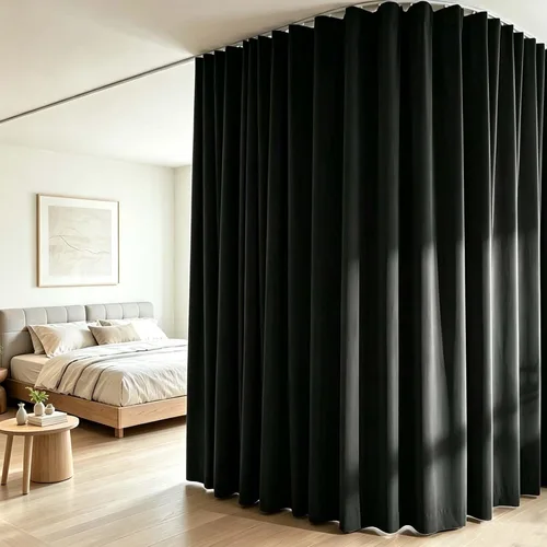 Vista 10 de Juego de cortinas divisoras de habitación, cortinas opacas extra anchas con Beige